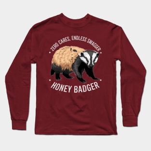 Funny Zero Cares Endless Swagger Honey Badger Design Long Sleeve T-Shirt